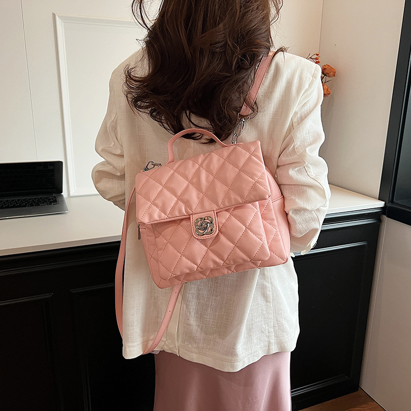 Free shipping designer Double Shoulder Bag for Women New Fashion Trendy Quilted Backpack Versatile Large Capacity Handbag Briefcase