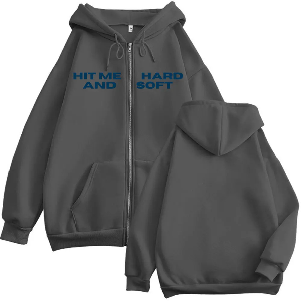 Hit Me Hard and Soft Tour 2025 Zipper Hoodies Men Women Fashion Hip Hop Zip Up Sweatshirts Autumn Winter Casual Loose Pullovers 250707
