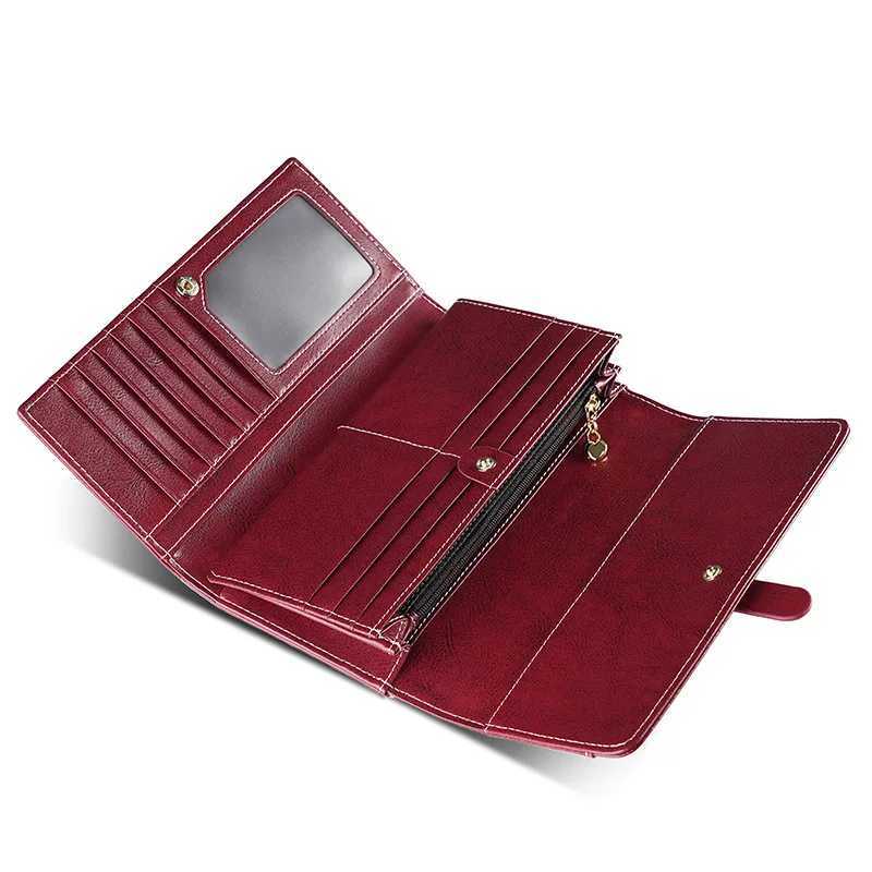 Genuine Leather Wallet Ladies High-end LG Cluh Oil Wax Leather Mens Multi-functional RFID Anti-theft B Wallets Y250707