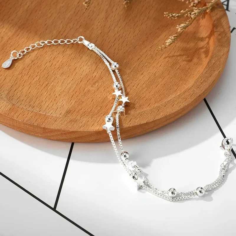 Saiye Sterling Silver Double Layers Stars Beads Bracelets for Women Elegant Box Chain Charm Bracelet Birthday Party Gift XJ250707