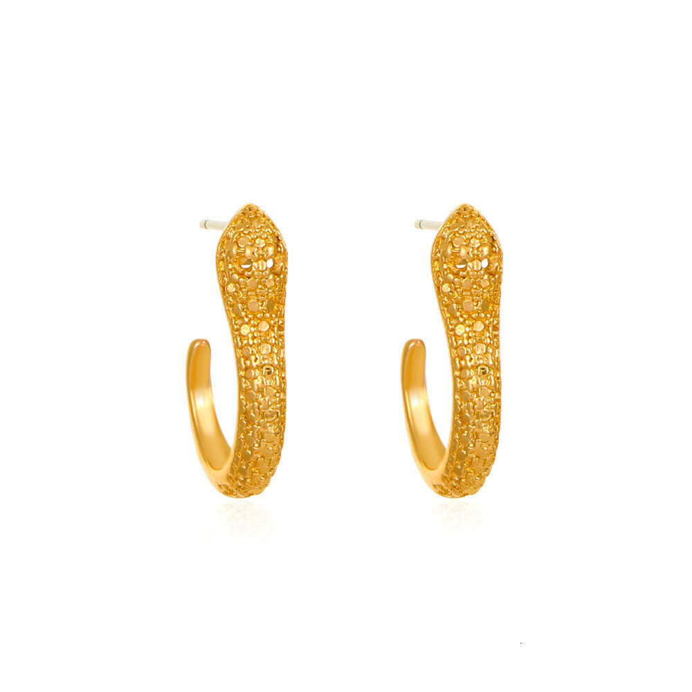 DHcollections Micro Pave Zircon Snake-Shaped Hoop Earrings Men, Stainless Steel, Hypoallergenic, High-End Accessories for Women, Versatile and Unique 