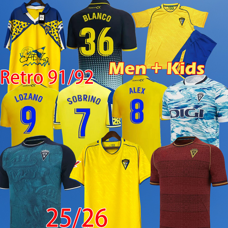 2025 2026 Cadiz soccer jerseys Special eidtion Bodiger 91 92 Retro MABIL ALEX CF CAMISETA 25 26 LOZANO ALEX camisetas de futbol home T Bongonda SOBRINO men kids Kits