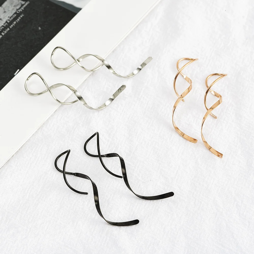 Simple Spiral Threader Earrings Irregular Helix Wave Curve Ear Line Cuff Stainless Steel Dangling Earring Women Fashion Jewelry 250701