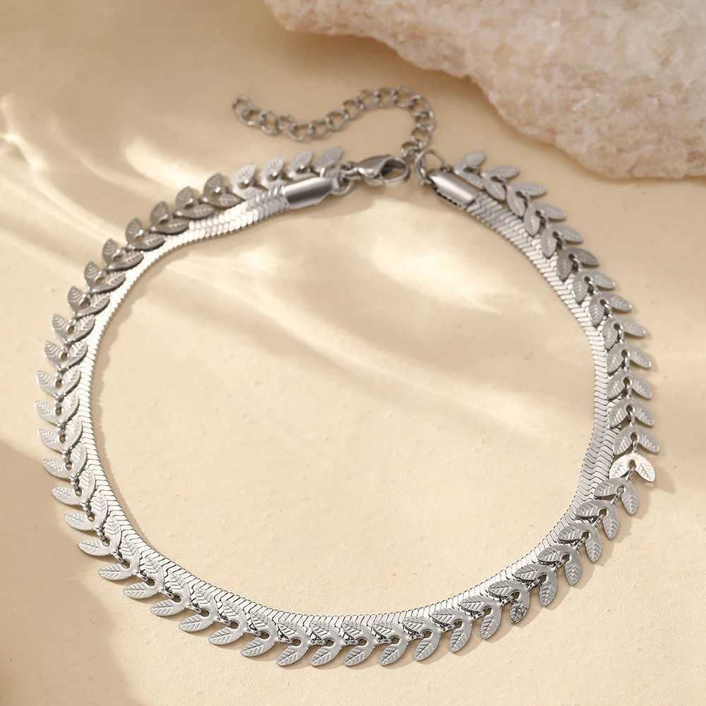Stainless Steel Anklet Creative Splicing Wrap Around Leaf Design Blade Chain Anklet For Women Jewelry Goddess Banquet Fine Gifts XJ250707