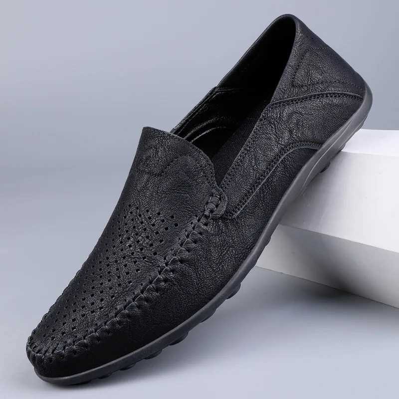Men shoes large-size microfiber hollow loafers 2024 spring new fion trend Doudou shoes classic mens leather shoes Y250707