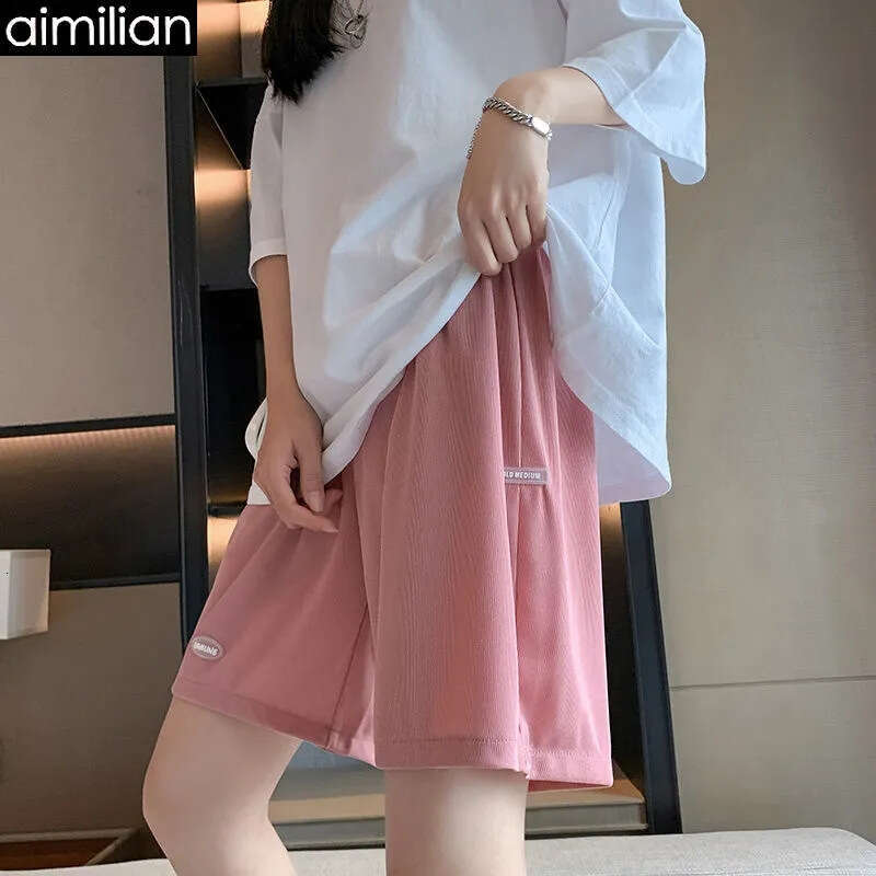 Summer Thin Loose Casual Plus Size Five-Point High Waist Straight Ice Silk Sports Student Shorts For Men And Women B5