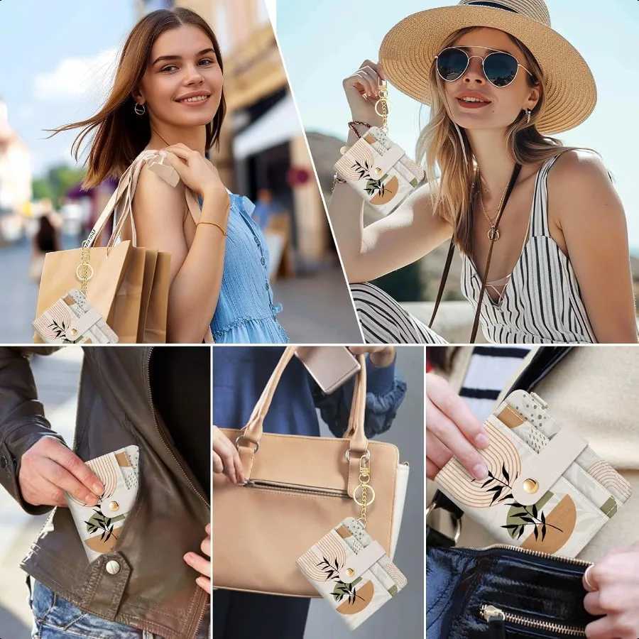 Abstract Boho Leaves Rfid Ladies Wallet Small Slim Thin Cpact Wen Wallet PU Leather Bifold C Zipper Coin Poc Y250707