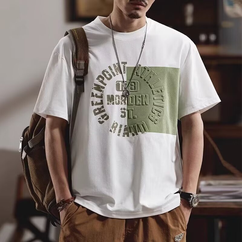 New Style Personalized 3D Printed Patchwork Short Sleeve T-shirt For Men 2024 Summer Slightly Loose Half Sleeve Designer Short Sleeves Tee Shirt Versa