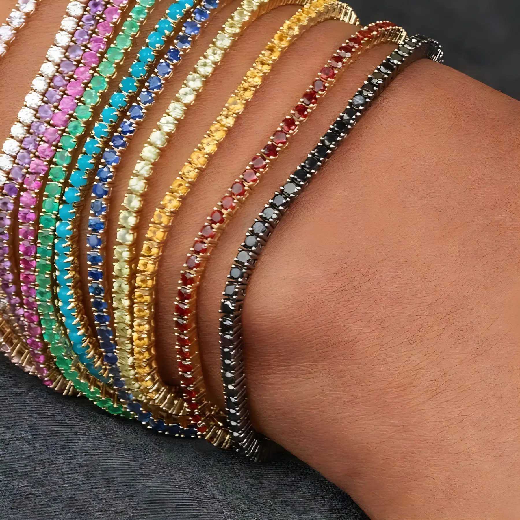 11PCS Fashion Shining Bracelet Stack Exquisite Rhinestone Elasticity Bracelet XJ250707