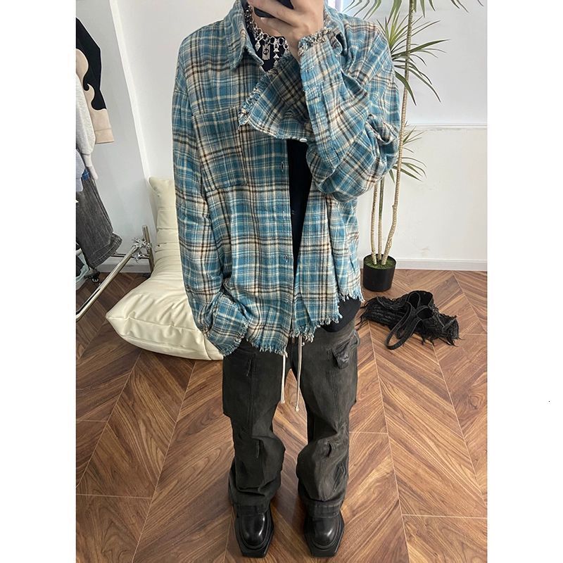 Flannel Cleanfit Plaid Shirt Men's Spring And Autumn American Retro Vintage Shirt Designer Short Sleeves Couple's Jacket