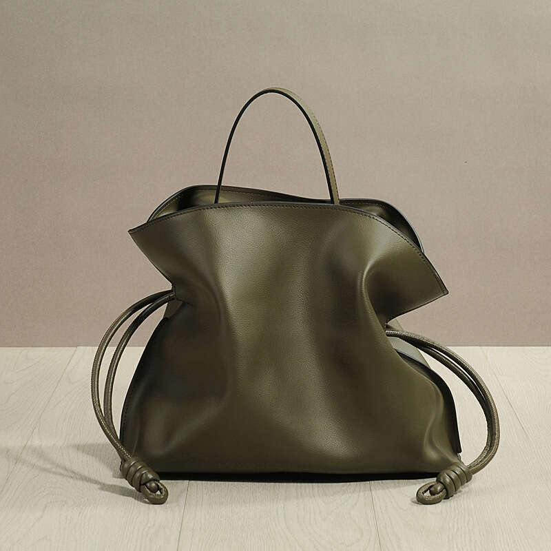 Leather Bag Bucket Bag Genuine Crossbody Lucky French Style High End Design Cowhide Women S Light Luxury Soft Leather Drawstring Shoulder Bag Tote Bag
