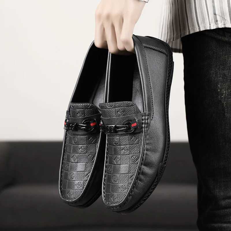 Fion Leather Men Casual Shoes Slip on Formal Loafers Luxury Brand Cfortable Men Italian Soft M Driving Shoes Y250707