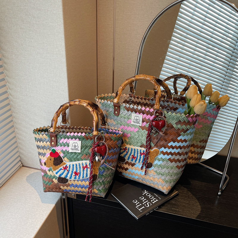 Free shipping designer Handwoven Bag for Women 2025 New Trend Dachshund Handbag Basket Bag Women Beach Vacation Tote Bag