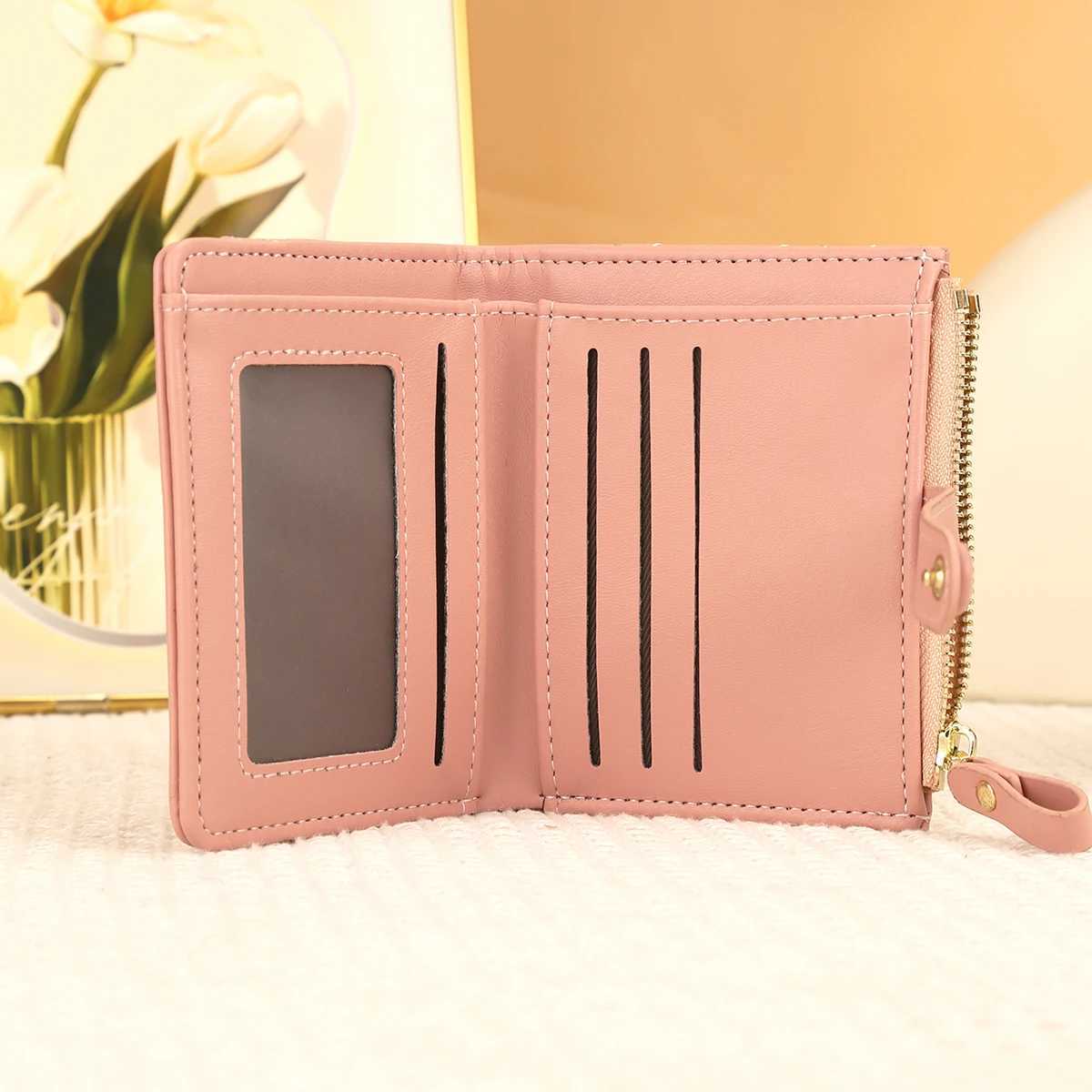 Wens Short Wallet with -shaped Embroidery Thread Zero Wallet Zipper Buckle Wens Mti Card Slot Card Bag Fia Y250707