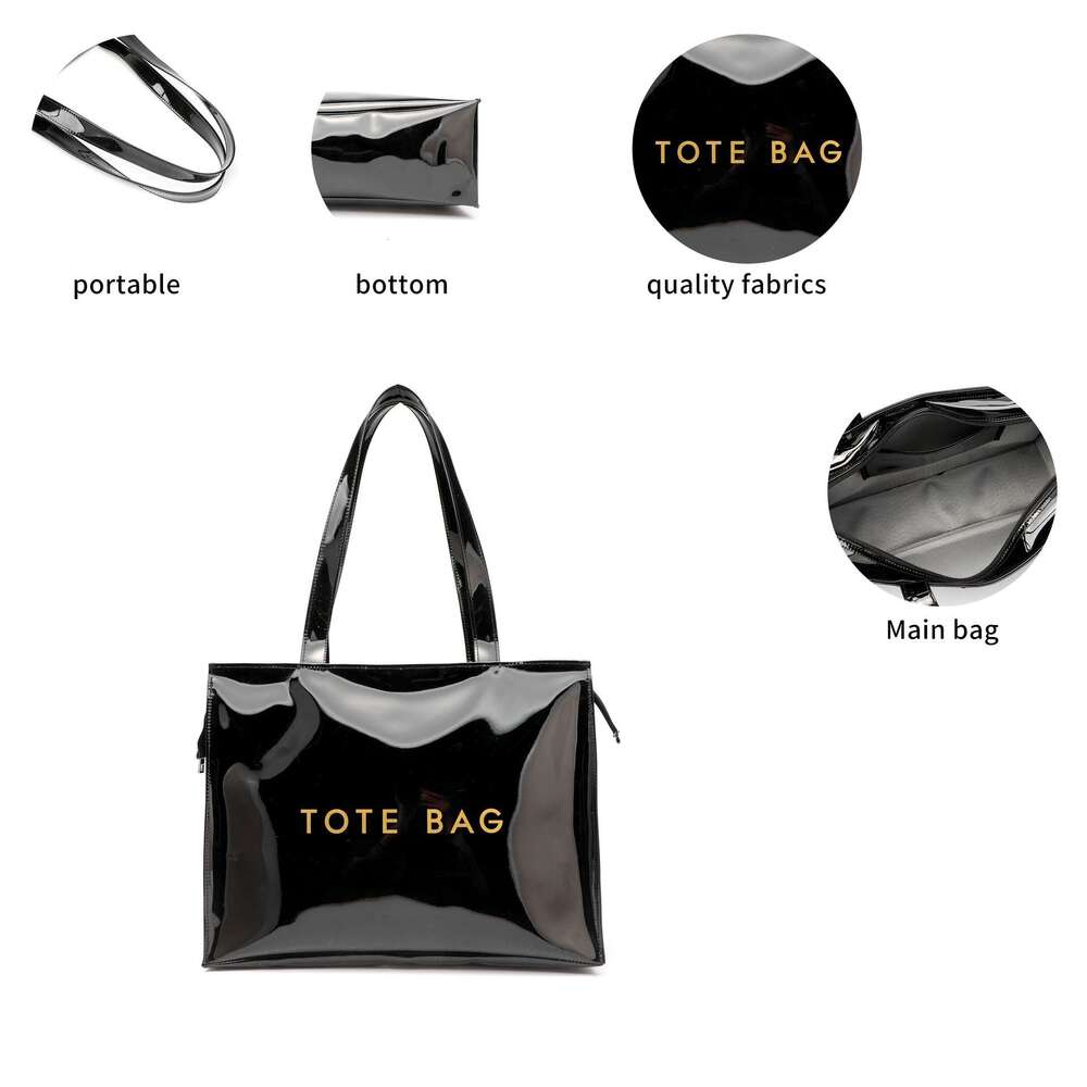 Shoulder bag handbag shopping bag women's 2025 PVC waterproof letter printing fashionable and simple