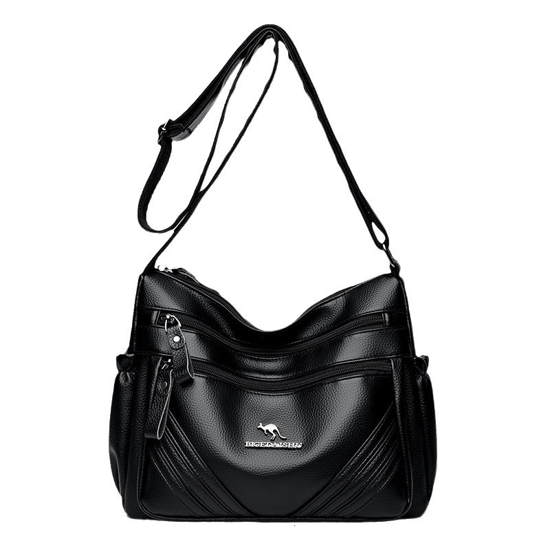 Free Shipping Kangaroo Soft Leather Large Capacity Women's Bag 2025 Designer New Middle-aged Mother Bag Multi-layer Shoulder Width Bag Trend