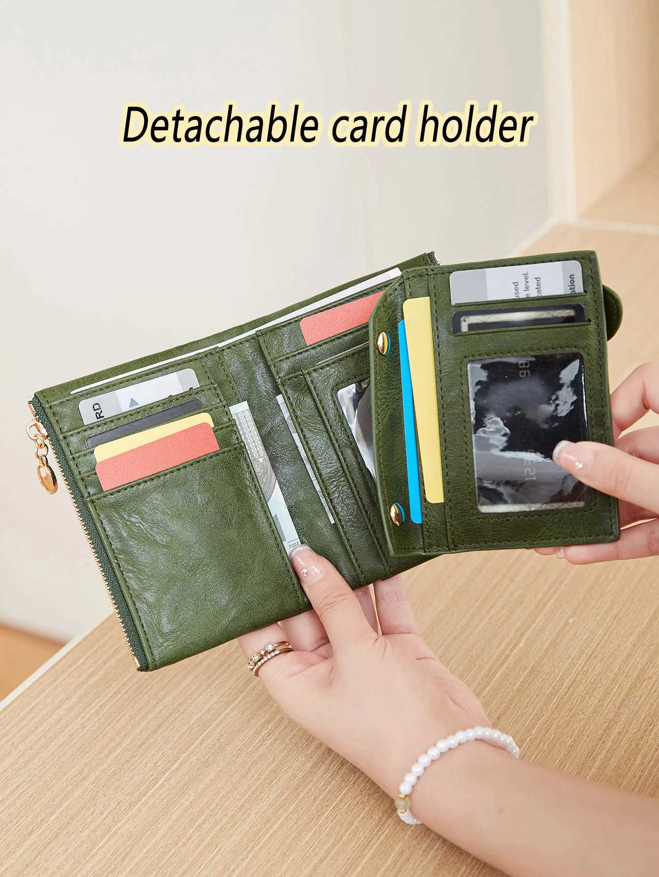 Minimalist Wens Wallet Short Three Layer Large Capacity Double Zipper Card Holder ID Card Credit Bank Card Holder Mey Bag Y250707