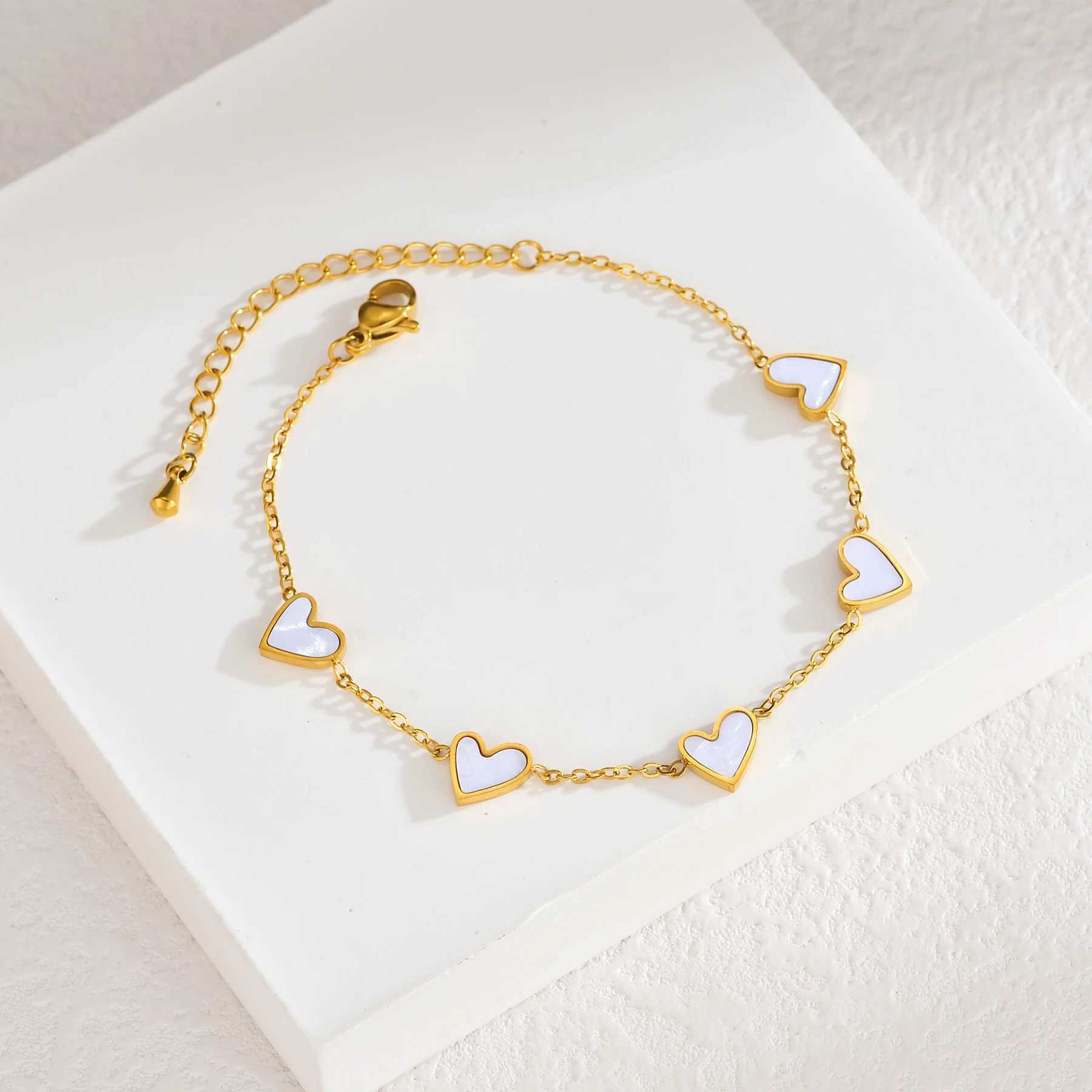 Trend Gold-Plated Stainless Steel Bracelet for Women Multi-Color Oil Drop Heart-Shaped Design Gorgeous Personality Jewelry GiftsXJ250707