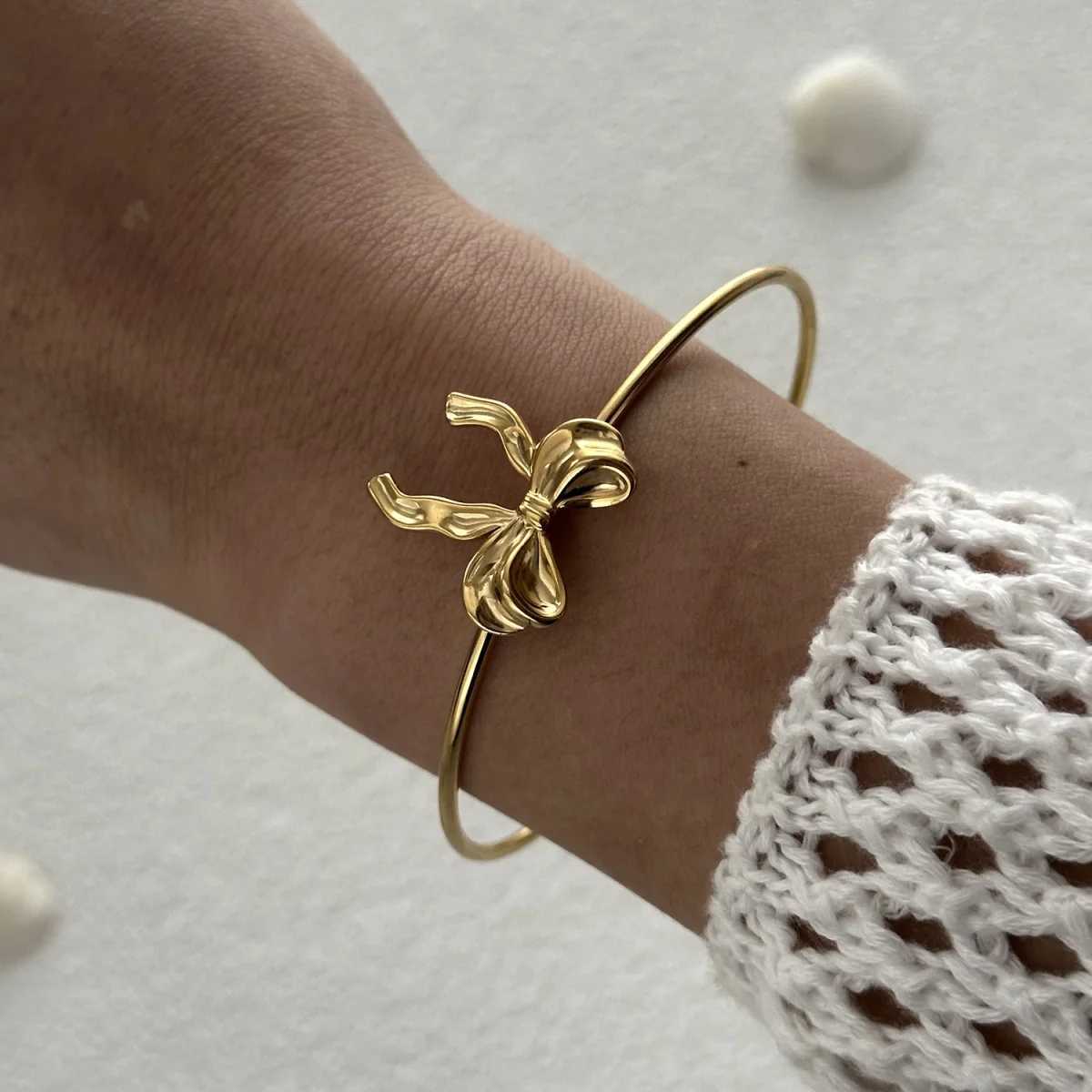 Exaggerated Metal Shell Starfish Flower Bangles Bracelets For Women Men Stainless Steel Fish Bow Heart Open Cuff Bangle Jewelry XJ250707