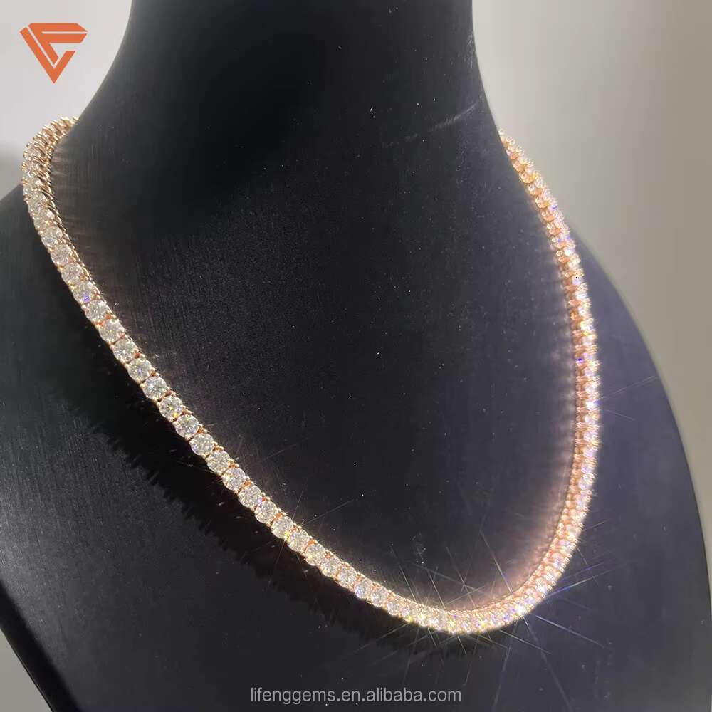 Ready to Ship 925 Sterling Silver Hip Hop Chain for Men Gold Plated VVS Moissanite Tennis Link Chain for Gift