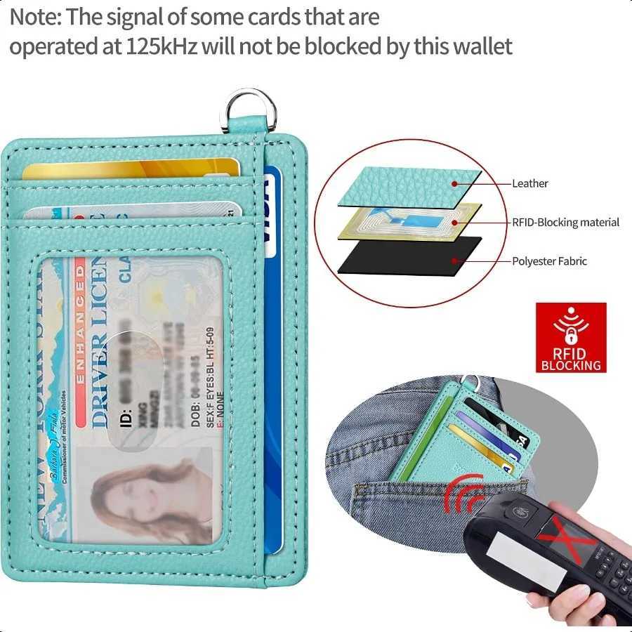 Slim Minimalist Frt Pocket Wallet RFID Blocking Wallet Holder with Detachable DShackle for Men Y250707