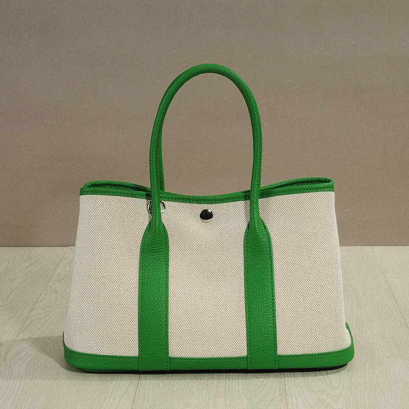 Leather Bag Bucket Bag New Shopping Garden Canvas Tote Large Capacity Handheld Grocery Basket Genuine Leather Women S Bag Commuter Tote Bag