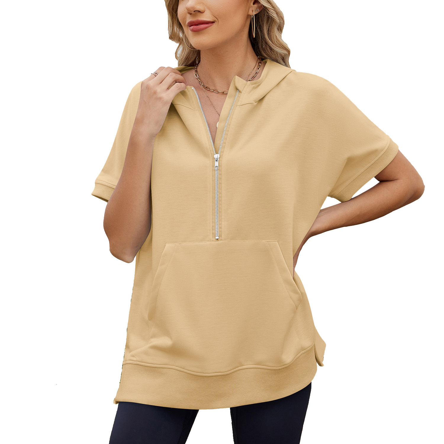 Free Shipping Designer Fashion Trend Versatile Women's Plus Size European and American Cross-Border Trade 2025 Spring Summer Hooded Loose Short S