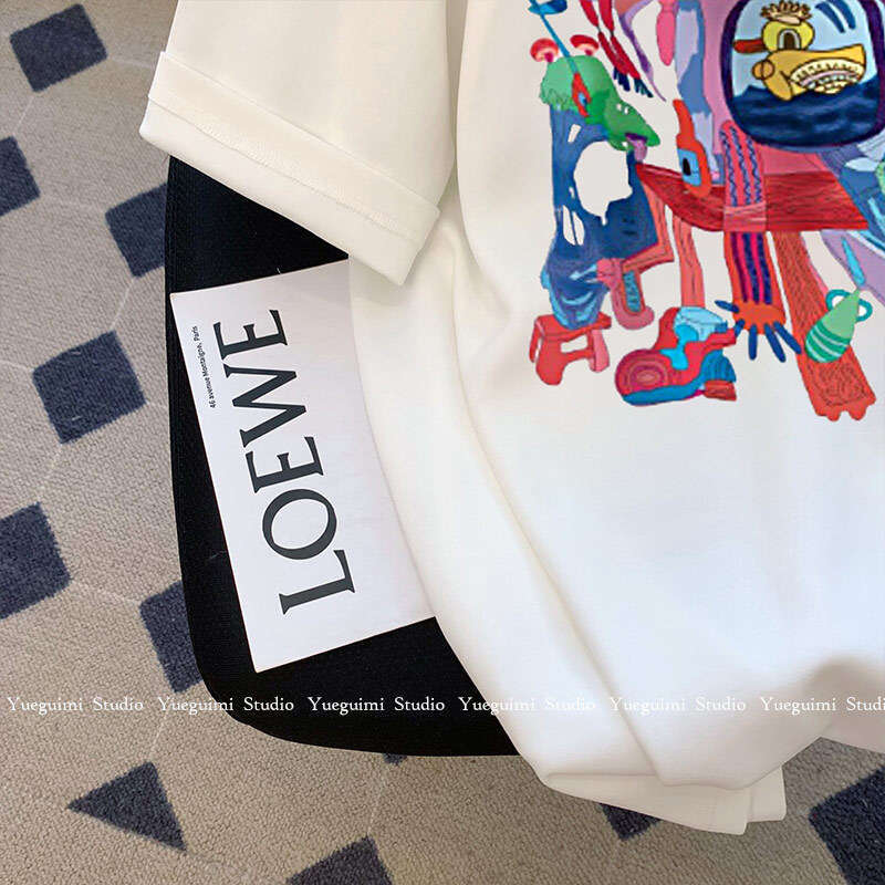 Summer New Fashion Versatile Short Sleeve Women's Cartoon Print T-Shirt Pure Cotton White Layered Inner Wear Korean Style Top B5