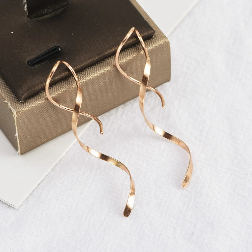 Simple Spiral Threader Earrings Irregular Helix Wave Curve Ear Line Cuff Stainless Steel Dangling Earring Women Fashion Jewelry 250701