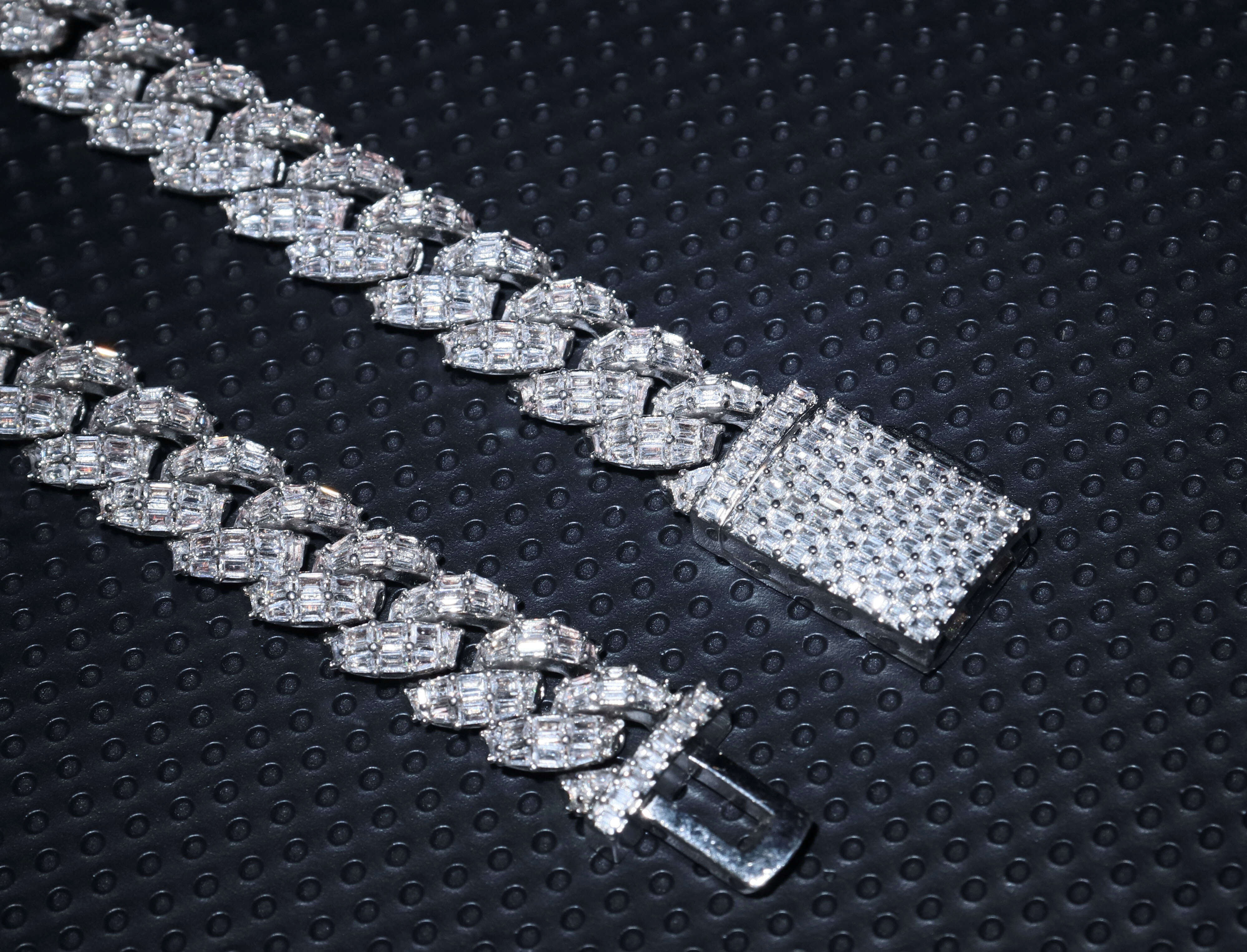 10mm 925 Sterling Silver Necklace Fine Jewelry Bling Iced Out Pass Diamond Tester Moissanite Baguette Link Chain