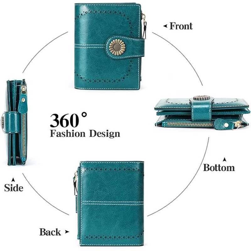 Genuine Leather Fi RFID Wallet Wen Cluh Holder Ladies Zipper Cluh Bag short Wallet Casual Coin Purse Y250707