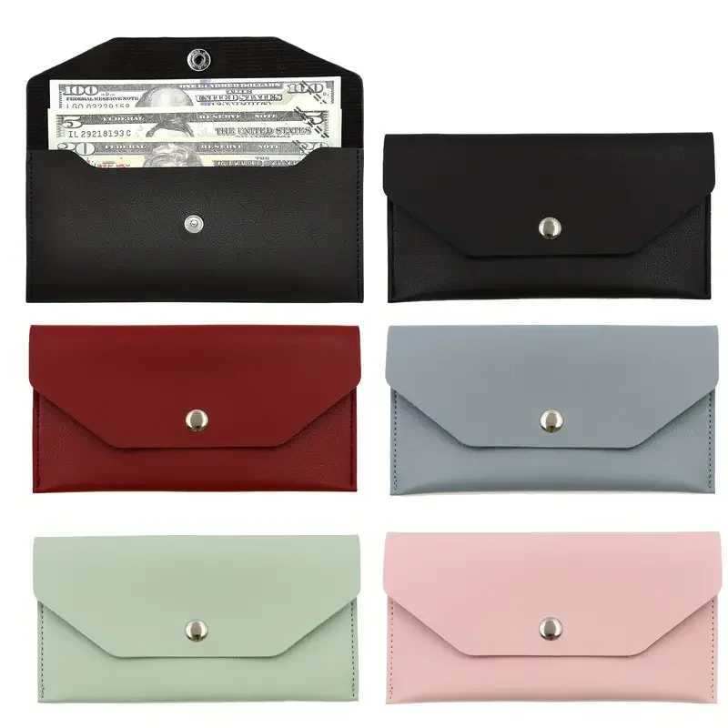 PU Leather C Envelope Wallet Reusable C Envelope Wallet for Mey Distributi Minimalist Solid Color Lg Wallet Y250707