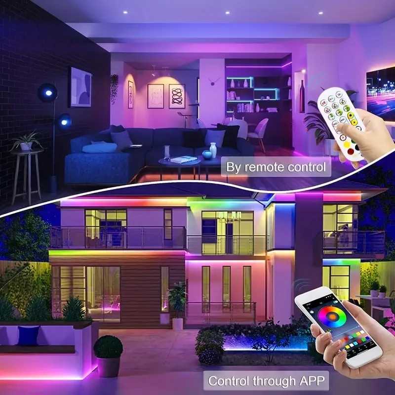 RGB LED Neon Rope Lights Flexible Neon Strip Lights App Control Music Sync LED Lights for Festival Atmosphere Party Home Decor W250701