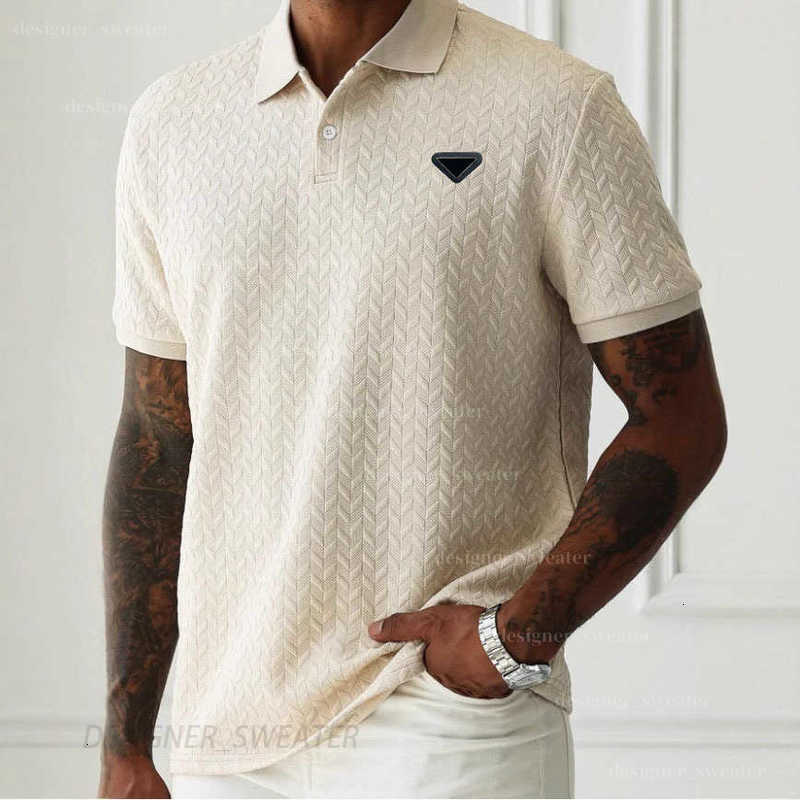 Men's Sweaters Designer Men Solid Color Turn-down Collar Button-front Short Sleeve Shirt Casual Daily tees top