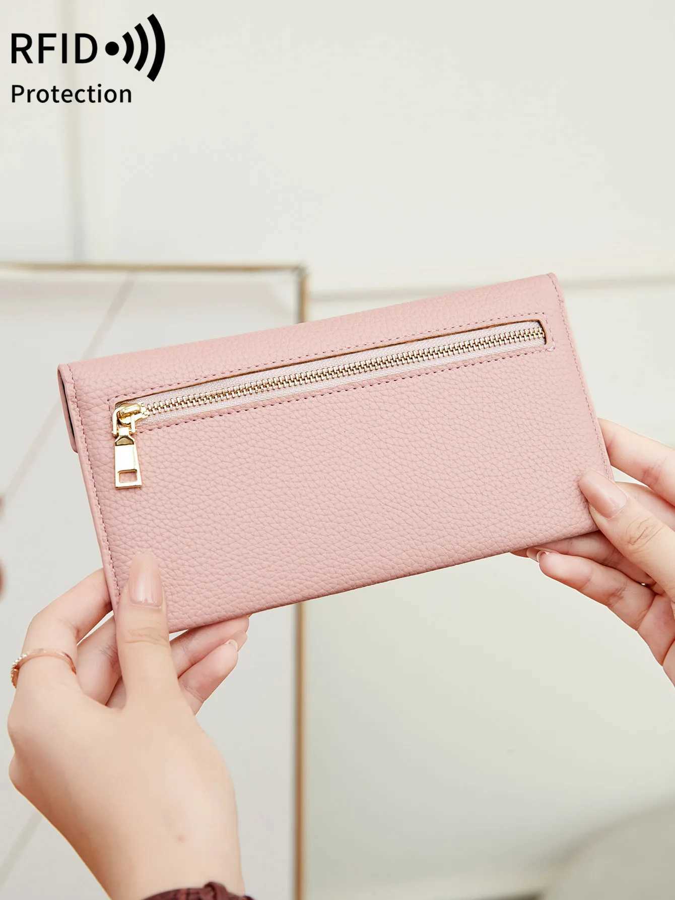 New RFIDtra-thin Wens LgWallet Envelope Buckle Lychee Grain Cluh Large Capacity Mti-CardSlot Coin Purse WensWallet Y250707