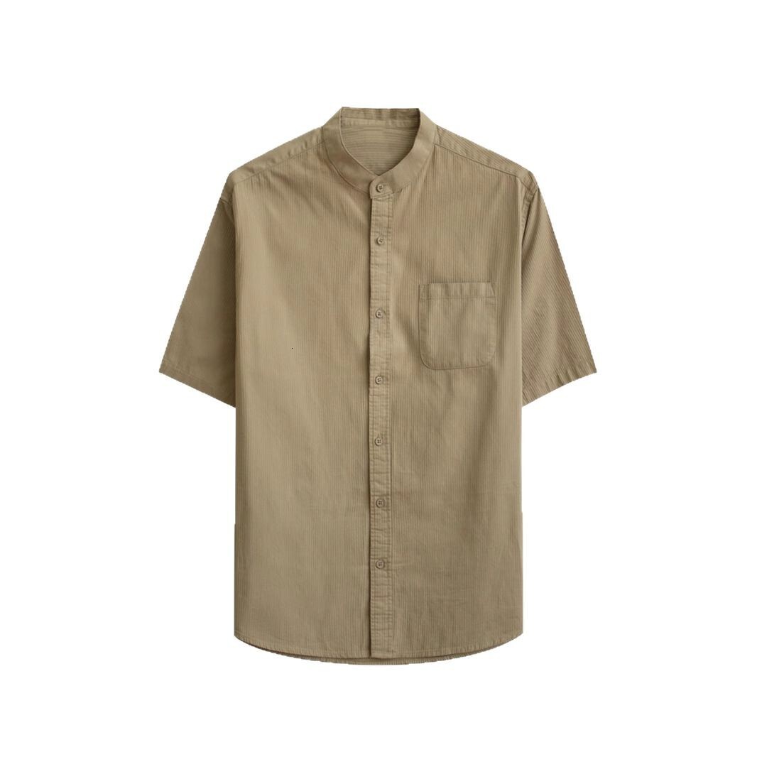 New Chinese Style Designer Short Sleeves Stand Collar Short Sleeve Shirt For Men 2025 Summer Trendy High-end Striped Half Sleeve Shirt