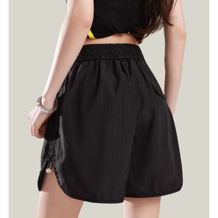 Gray Cargo Shorts For Women Summer New Design Korean Style Loose Drawstring High Waist Petite Casual Pants B5