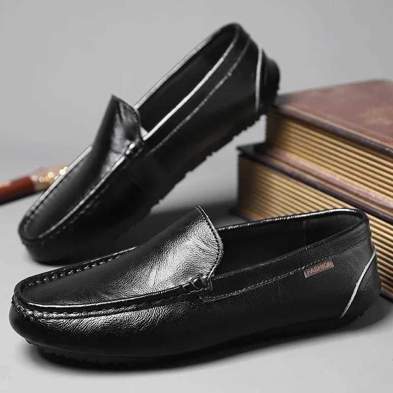 Fion Leather Men Casual Shoes Italian Brand Formal Men Loafers Breathable Slip on Soft Driving Shoes Plus Size 47 Y250707