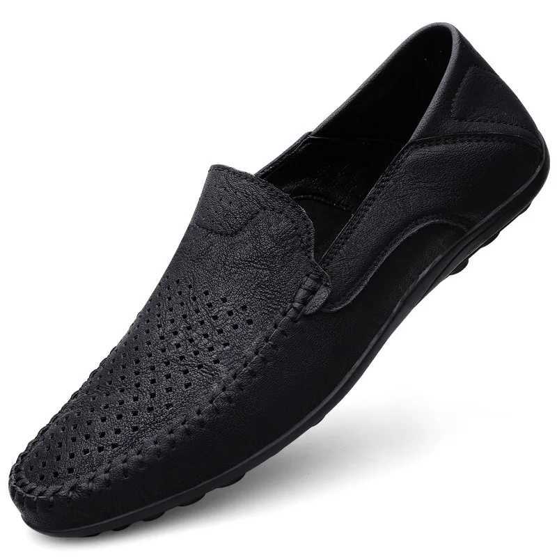 Men shoes large-size microfiber hollow loafers 2024 spring new fion trend Doudou shoes classic mens leather shoes Y250707