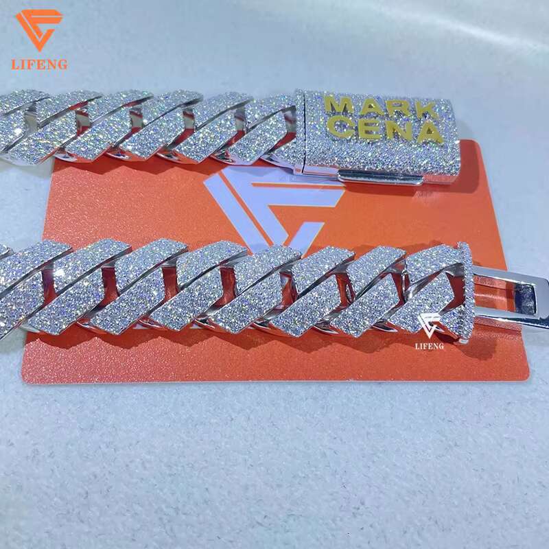 18mm 3-Rows Cuban Link Necklace for Men Custom Clasp 18K White Gold Plated Solid 925 Silver VVS Moissanite Diamond Miami