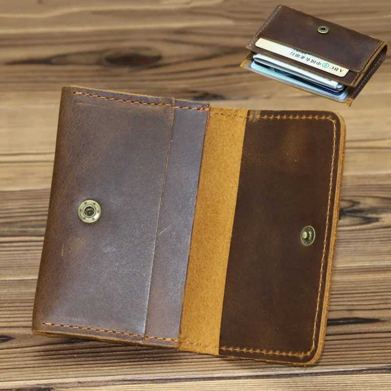 Vintage Mens Genuine Leather Wallet Small ID Card Holders Wallets Mini Real Leather Purse for Men Y250707