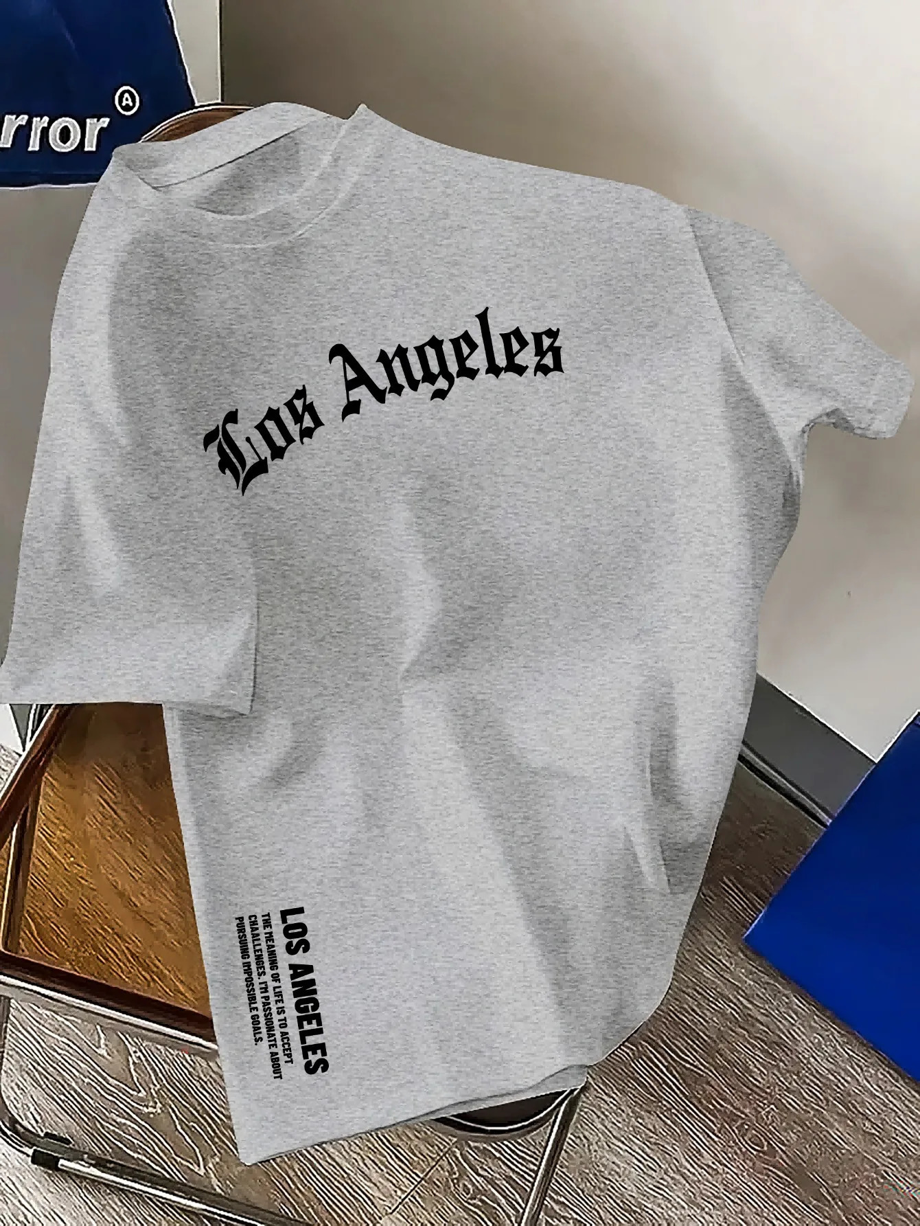Mens Summer 100 Cotton Fashion Los Angeles Letter Printed Loose Large Casual Comfortable Round Neck Short Sleeve Tshirt Top 250704