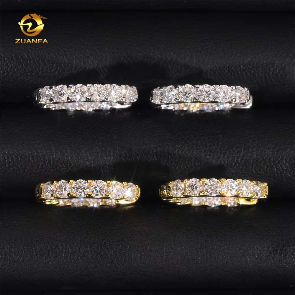 Hot Sale 925 Sterling Silver 3mm Moissanite Diamond GRA Certificate Gold Plated Hoop Earrings