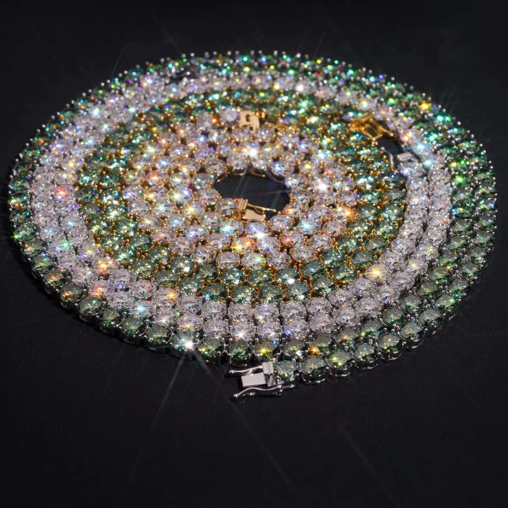 GRA Hip Hop Accessories 925 Pure Silver Brilliant Cut VVS 6.5mm Diamond Moissanite Tennis Chain Fashion Necklace