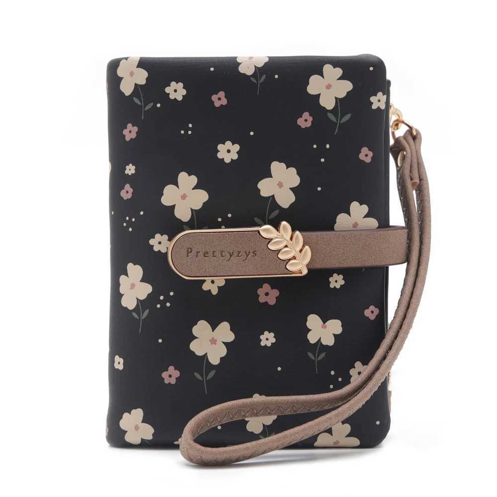 Wen Short Wallet Cute Leaf Flower Pattern Design Girl Zipper Coin Purse Ladies ID Holder PU Small Cluh Mey Bag Y250707