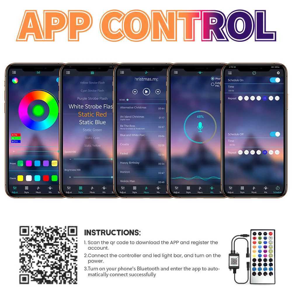 15M-90M RGB Eaves LED Lights Permanent Outdoor Light String APP Bluetooth Strip Scene Modes Full House Christmas Wedding Light W250701