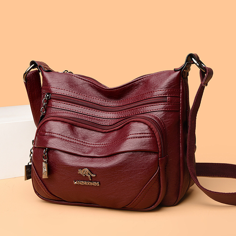 Free Shipping Blue Heart Kangaroo Women's Bag 2025 Designer New Middle-aged Mother Bag Fashionable Grandmother Bag Large Capacity Single Shoulder
