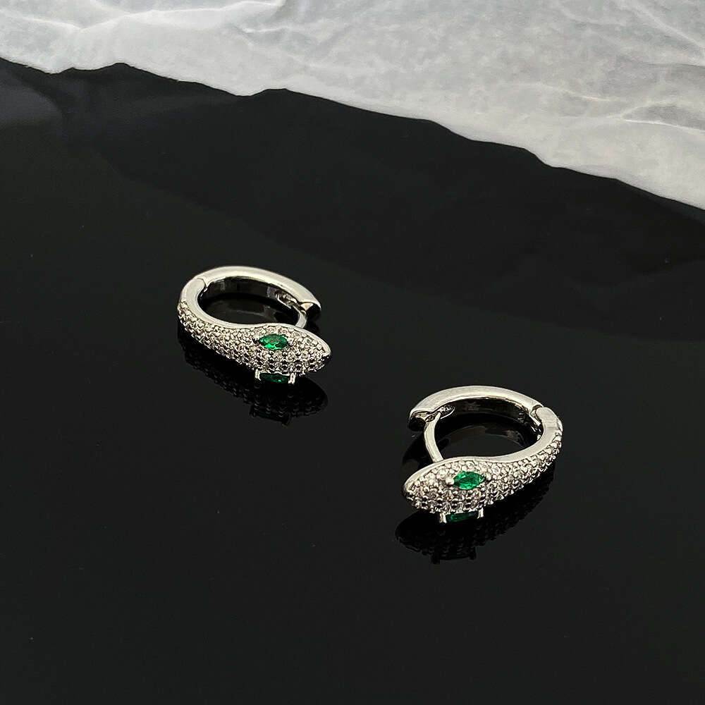 DHcollections Micro Pave Zircon Snake-Shaped Hoop Earrings Men, Stainless Steel, Hypoallergenic, High-End Accessories for Women, Versatile and Unique 