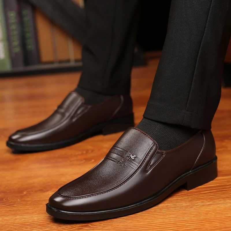 Leather Mens Business Brand Loafers Dress Breathable Slip on Black Driving M Formal Shoes Y250707