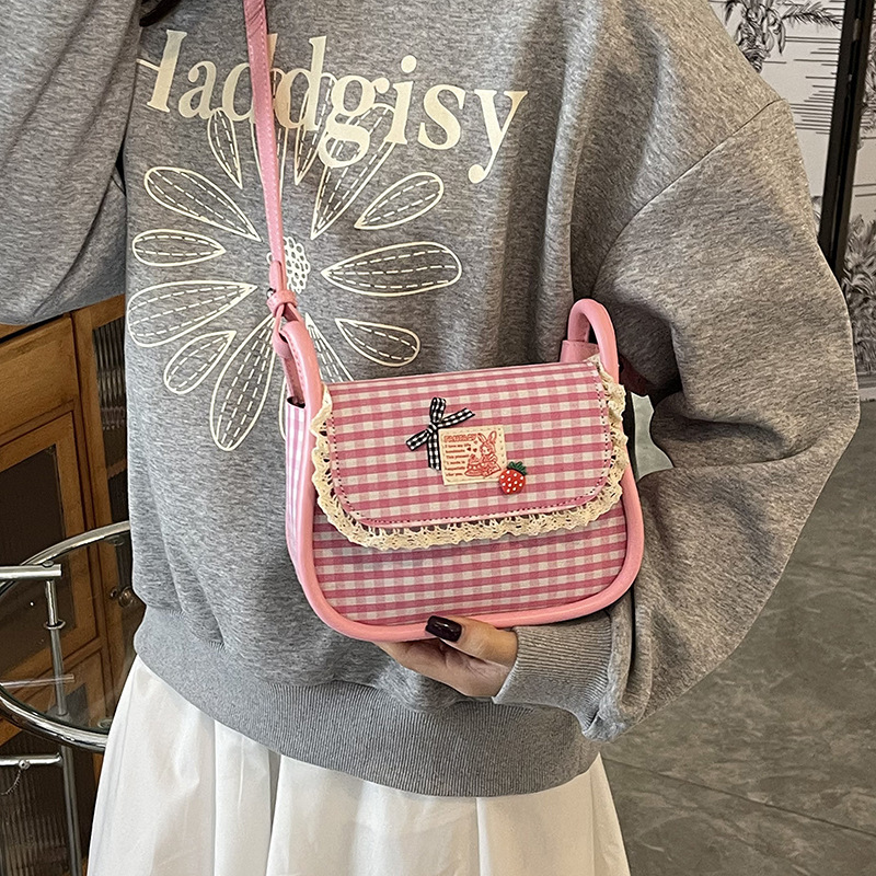 Free shipping designer 2025 New Korean Style Sweet Plaid Small Square Bag for Women Fashion Niche Design Versatile Cute Shoulder Bag Crossbody Bag